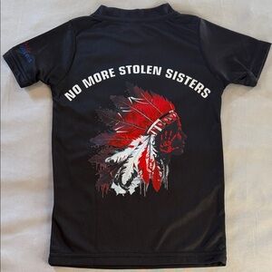IndiGenZ Kids T-Shirt Black Red MMIW No More Stolen Sisters Sz XS
